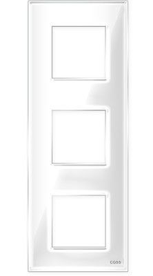 Трехпостовая рамка вертикальная стеклянная белая "Эстетика" GL-VP103-WC
