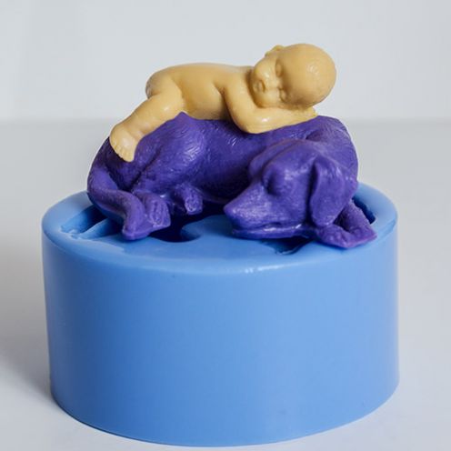 Форма для мыла Малыш на собаке 3D (силикон)
