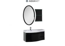 Комплект мебели Aquanet  Опера 115  левая с выдвижными  ящиками, зеркало овальное+полка, цвет черный (169449)