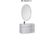 Комплект мебели Aquanet  Сопрано 95 левая распашные двери зеркало овальное, цвет белый (169344)