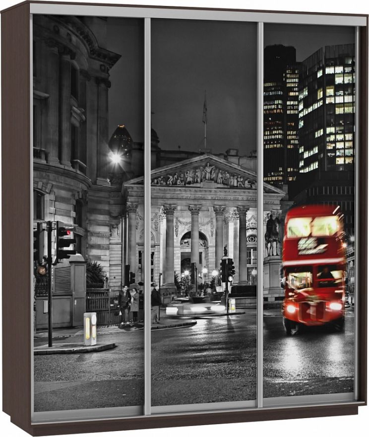 Шкаф-купе Трио-трехдверный Фото (Ночной Лондон) | E1 Экспресс