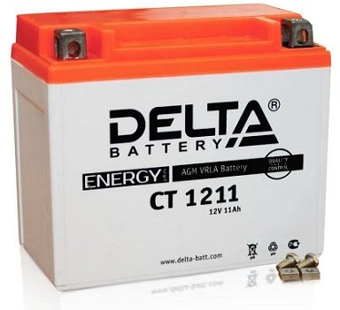 Мото аккумулятор АКБ Delta (Дельта) CT 1211 п.п. 11Ач YTZ12S, YTZ14S