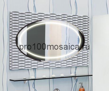 Зеркало для ванной. Коллекция Белла 100 см. Белый / патина серебро (SANFLOR)