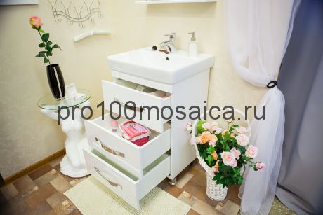 Тумба с раковиной напольная для ванной Коллекция Одри 60/2 см (SANFLOR)