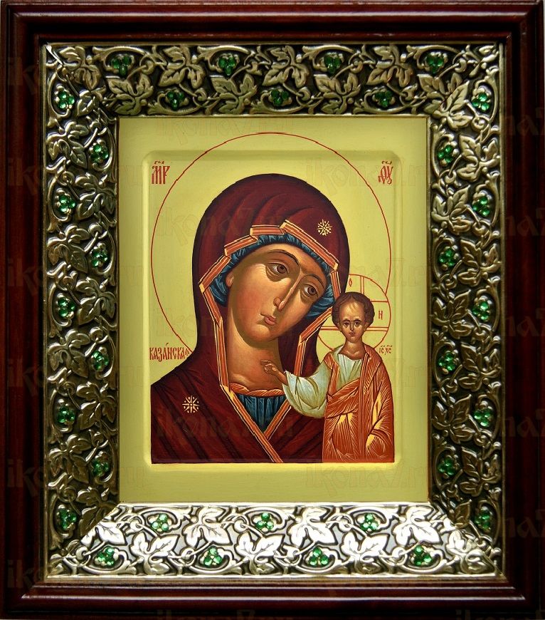 Казанская икона Божьей Матери (21х24), киот со стразами