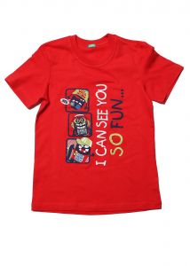 901330-02П Красная футболка на мальчика с принтом комиксов Клевер