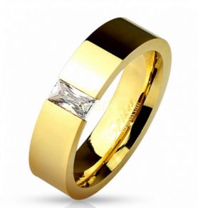 Позолоченное кольцо Spikes с багетным искусственным бриллиантом (арт. 280118)