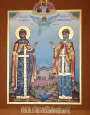 Икона Петр и Феврония Муромские (рукописная)