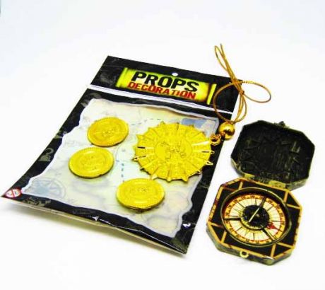 Набор пиратский  (монеты, компас и талисман)