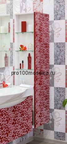 Пенал подвесной для ванной Коллекция Санфлор 40 см. красный/патина белая  (SANFLOR)