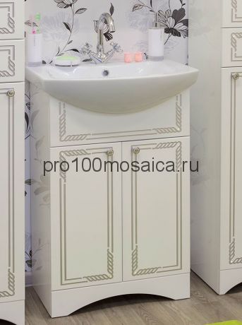 Тумба с раковиной для ванной Коллекция Элен 60 см , белая (SANFLOR)