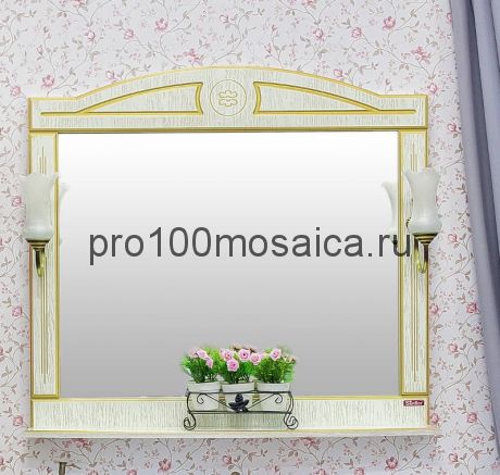 Зеркало для ванной. Коллекция Адель 100 см. белый / патина золото (SANFLOR)