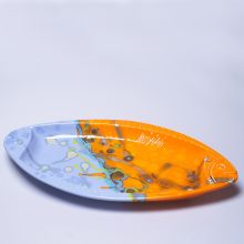 Блюдо Domiziani «Рыба» керамика ручной работы оранжево-голубое - 47,5 х 24,5 см (Италия)