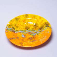 Тарелка Domiziani глубокая керамика ручной работы жёлто-оранжевая - d 24 см (Италия)