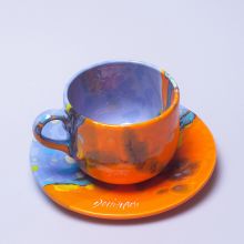 Чашка чайная с блюдцем Domiziani керамика ручной работы (Италия)