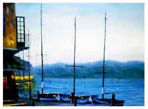 Картина с подсветкой "Лодки" (40 см x 30 см )