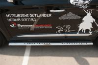 Пороги труба 120х60 овал с проступью Mitsubishi Outlander 2015-