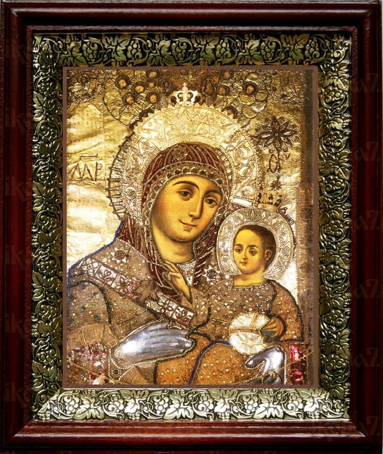 Вифлеемская икона Божьей Матери (19х22), темный киот