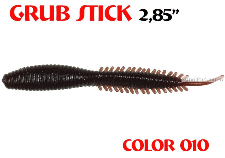 Червь Aiko Grub Stik 2.85" 72 мм / запах рыбы / цвет - 010 (упаковка 8 шт)
