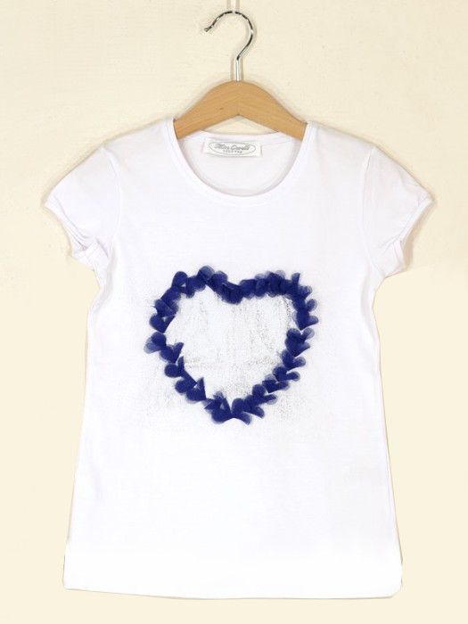 Белая подростковая футболка Синее сердце