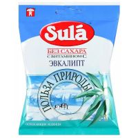 Леденцы Sula без сахара с витамином "С" со вкусом эвкалипта 60г