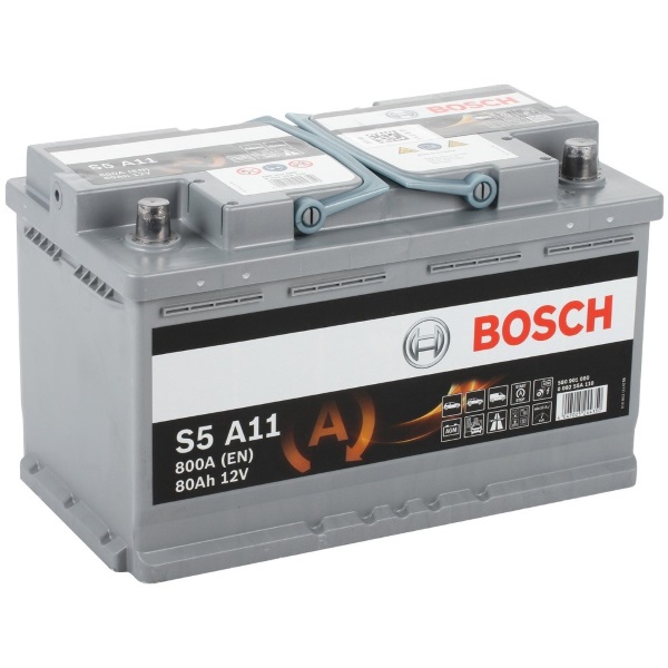 Автомобильный аккумулятор АКБ BOSCH (БОШ) S5 A11 / 580 901 080 S5 AGM 80Ач о.п.