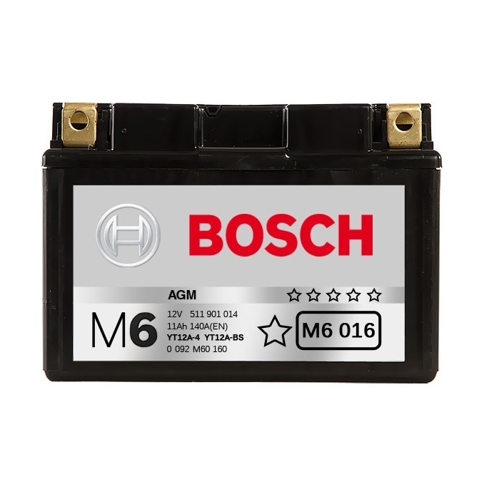 Мото аккумулятор АКБ BOSCH (БОШ) M60 160 / M6 016 moba 12V 511 901 014 A504 AGM 11Ач п.п. (YT12A-4/YT12A-BS)