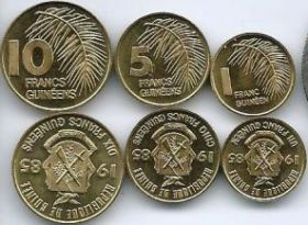 Набор монет Гвинея 1985 (3 монеты)