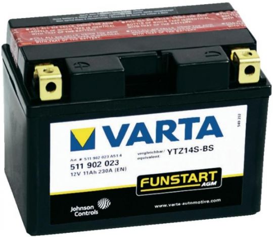 Мото аккумулятор АКБ VARTA (ВАРТА) AGM 511 902 023 A514 YTZ14S-4 / YTZ14S-BS 11Ач п.п.