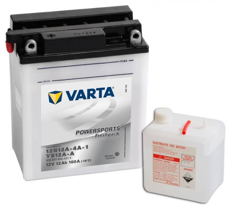 Мото аккумулятор АКБ VARTA (ВАРТА) FP 512 011 012 А514 12N12A-4A-1 / YB12A-A 12Ач п.п.