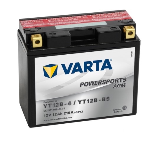 Мото аккумулятор АКБ VARTA (ВАРТА) AGM 512 901 019 A514 YT12B-4 / YT12B-BS 12Ач п.п.