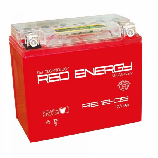 Аккумуляторная батарея АКБ RED ENERGY (РЭД ЭНЕРДЖИ) GEL 1205 YTX5L-BS, YTZ7S 5Ач о.п.