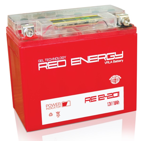 Аккумуляторная батарея АКБ RED ENERGY (РЭД ЭНЕРДЖИ) GEL 12201 YTX20L-BS, YTX20HL-BS, YB16L-B, YB18L-A 20Ач о.п.