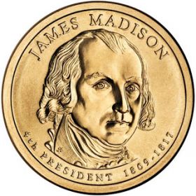 4-й президент США. Джеймс Мэдисон 1 доллар США