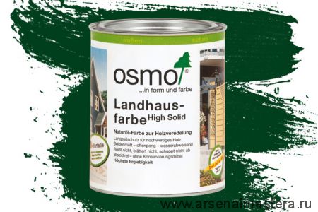 Непрозрачная краска для наружных работ Osmo Landhausfarbe 2404 темно-зеленая 0,75 л