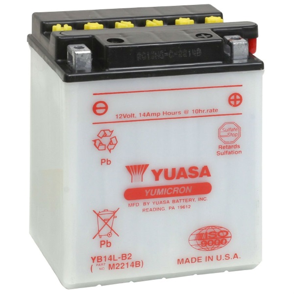 Мото аккумулятор АКБ YUASA (Юаса) YB14-A2 с электролитом 14Ач о.п.