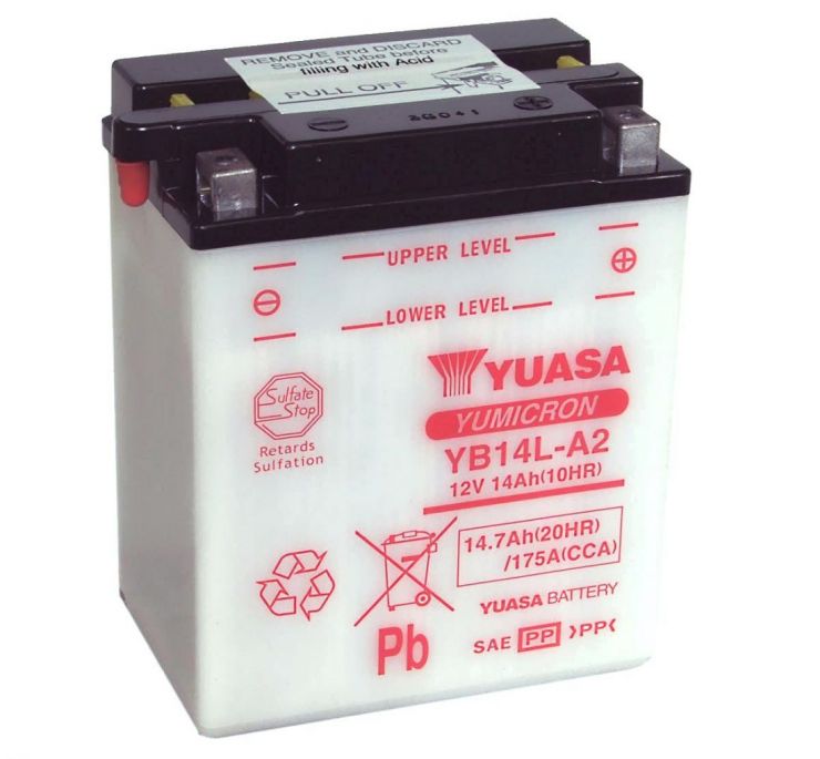 Мото аккумулятор АКБ YUASA (Юаса) YB14L-A2 14Ач о.п.