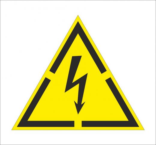 Трафарет знака "Опасность поражения электрическим током" (W 08)