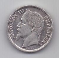 1 франк 1867 г. AUNC. Франция