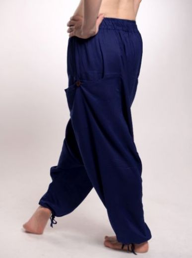Удобные синие штаны афгани унисекс из вискозы, с карманами