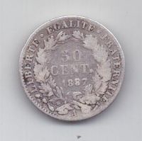 50 сантим 1887 г. редкий год. Франция