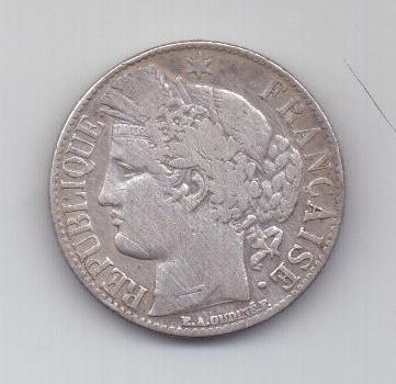 1 франк 1887 г. редкий год. Франция