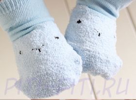 Носочки теплые голубые (10-11 см) с тормозками