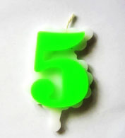 Свеча цифра 5 (зеленая )
