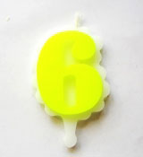 Свеча цифра 6 (желтая)