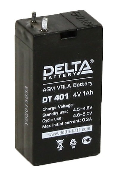 Аккумулятор свинцово-кислотный АКБ DELTA (Дельта) DT 401 4 Вольт 1 Ач