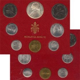 Ватикан набор монет 1968 года