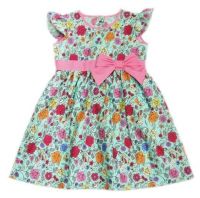 Платье для девочки голубое с цветами и птицами Фабрика детского платья