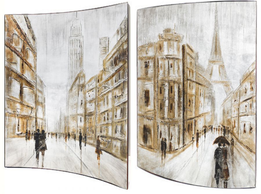 Картина "Зарисовки города" (пара), 41x51 см