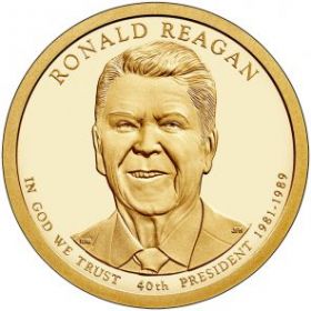 40-й президент США Рональд Рейган 1 доллар США 2016  . Серия «Президенты США»
